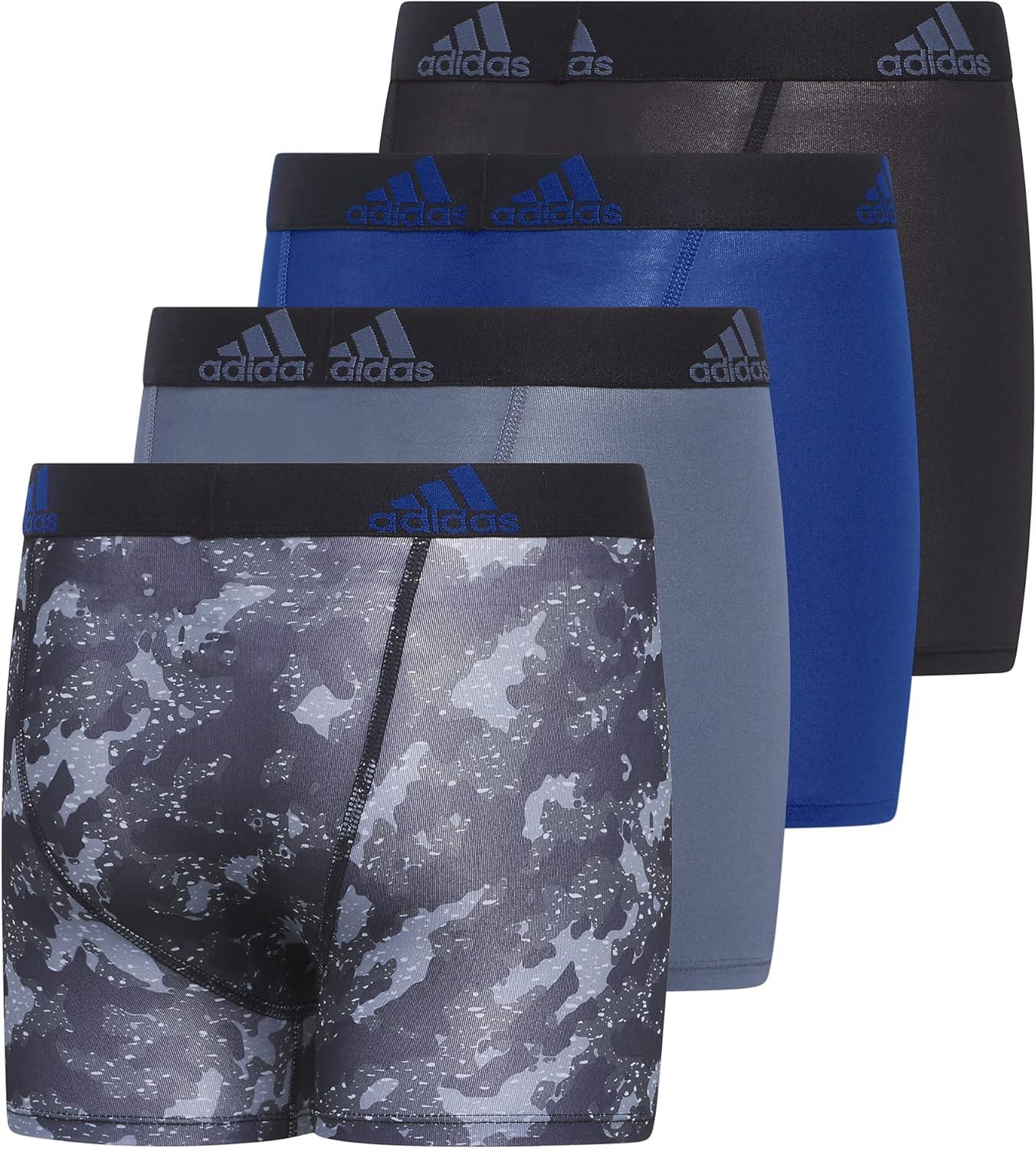 imageadidas Boys Performance Boxer Briefs Underwear for Kids 4PackGalaxy Camo BlackcarbonBlackTeam Royal BluePerformanceGraphic