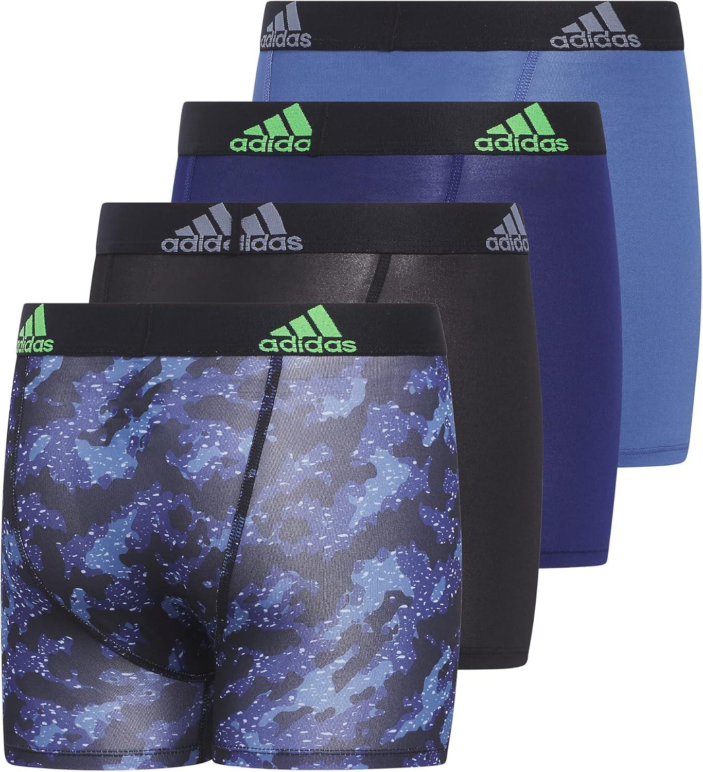 imageadidas Boys Performance Boxer Briefs Underwear for Kids 4PackGalaxy Camo Blackdark BlueDark BlueBlackPerformanceGraphic