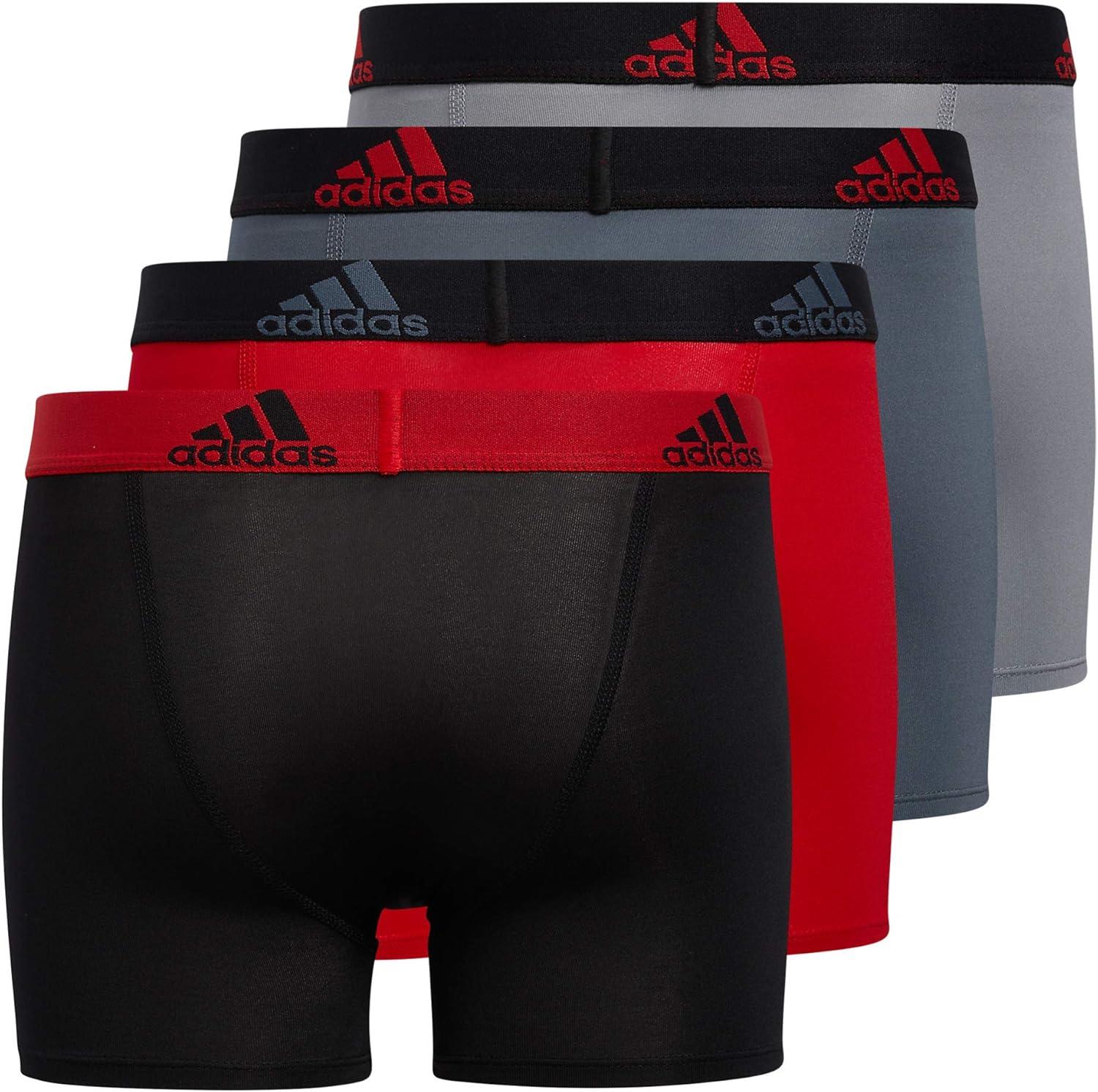 imageadidas Boys Performance Boxer Briefs Underwear for Kids 4PackScarlet RedBlackGreyPerformance