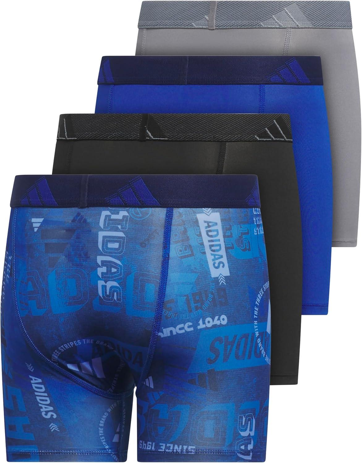 imageadidas Boys Performance Boxer Briefs Underwear for Kids 4PackUpscaled Mix Team Royal Blueblue FusionBlackTeam Royal BlueMicrofiberGraphic