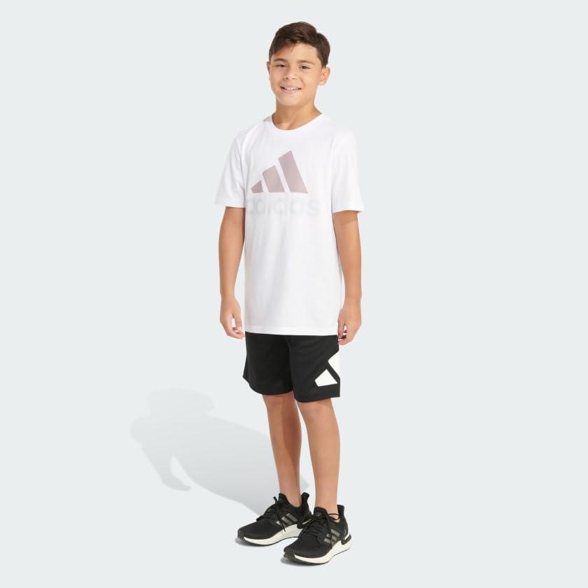 imageadidas Boys Short Sleeve Cotton TShirt Graphic Tshirt TeeWhite