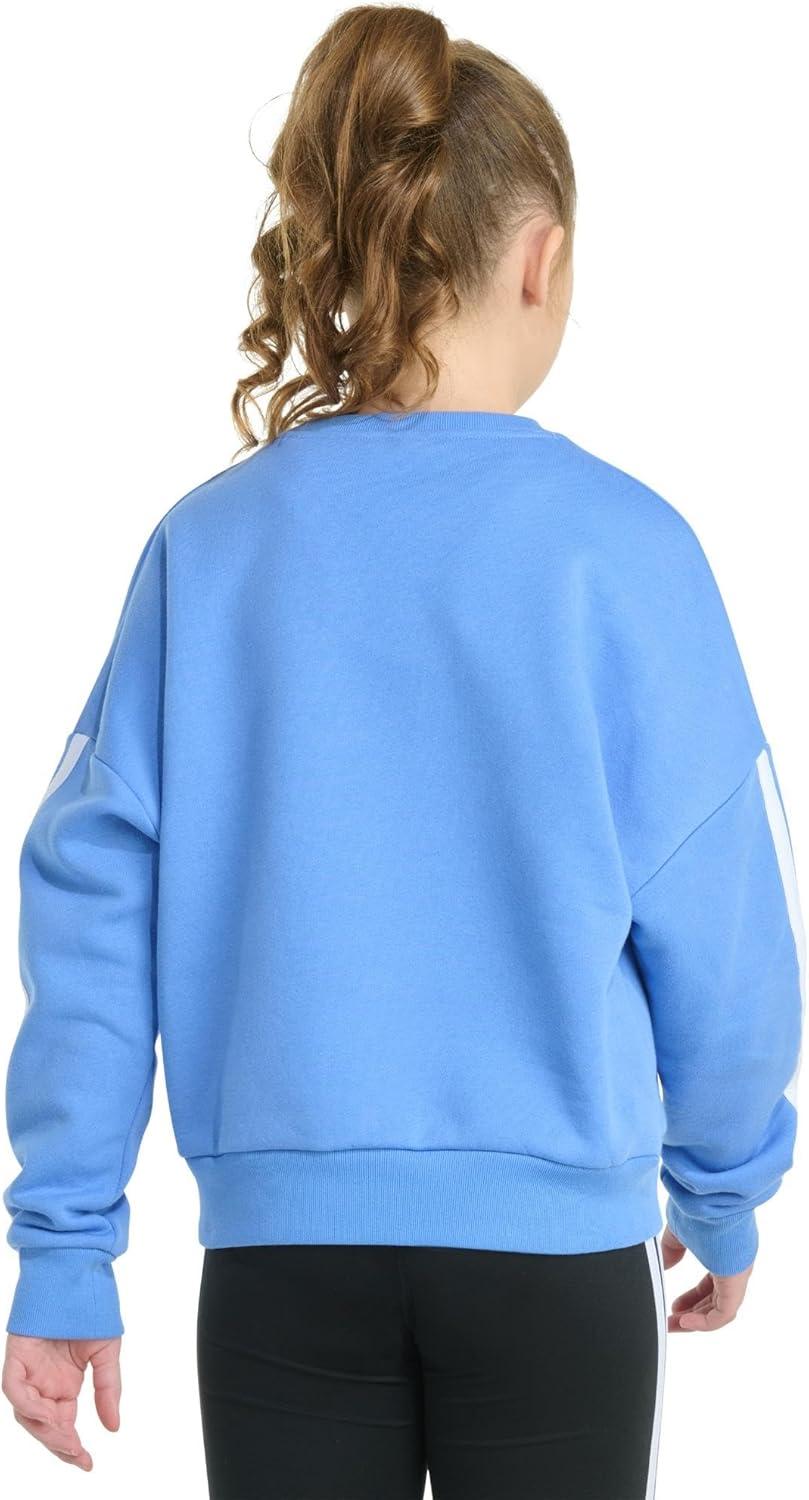 imageadidas Girls Fleece 3Stripe Crewneck SweatshirtBlue Fusion