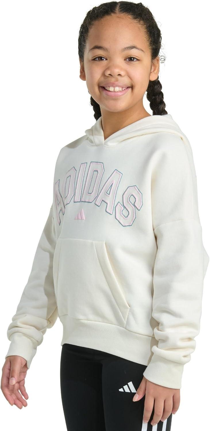 imageadidas Girls Fleece Colorblock Hooded SweatshirtChalk White