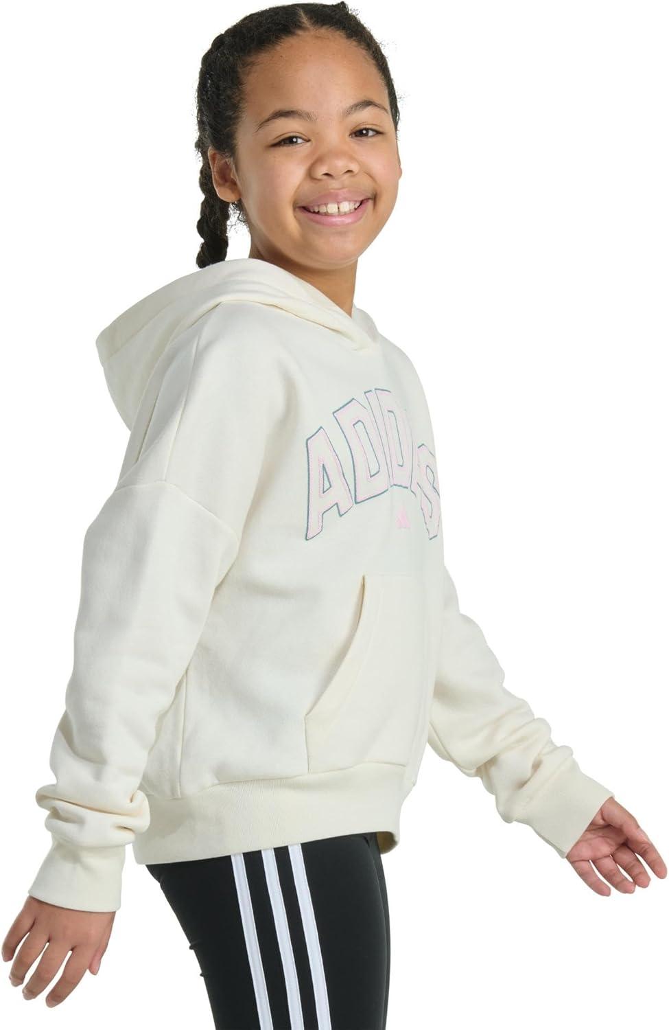 imageadidas Girls Fleece Colorblock Hooded SweatshirtChalk White