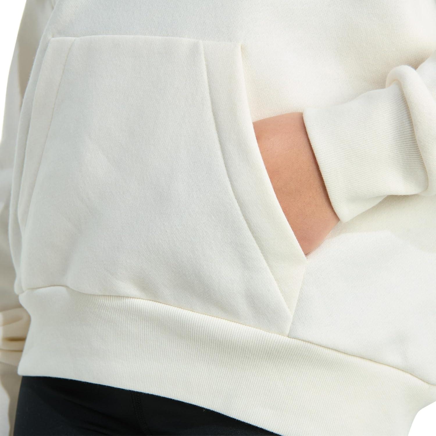 imageadidas Girls Fleece Colorblock Hooded SweatshirtChalk White