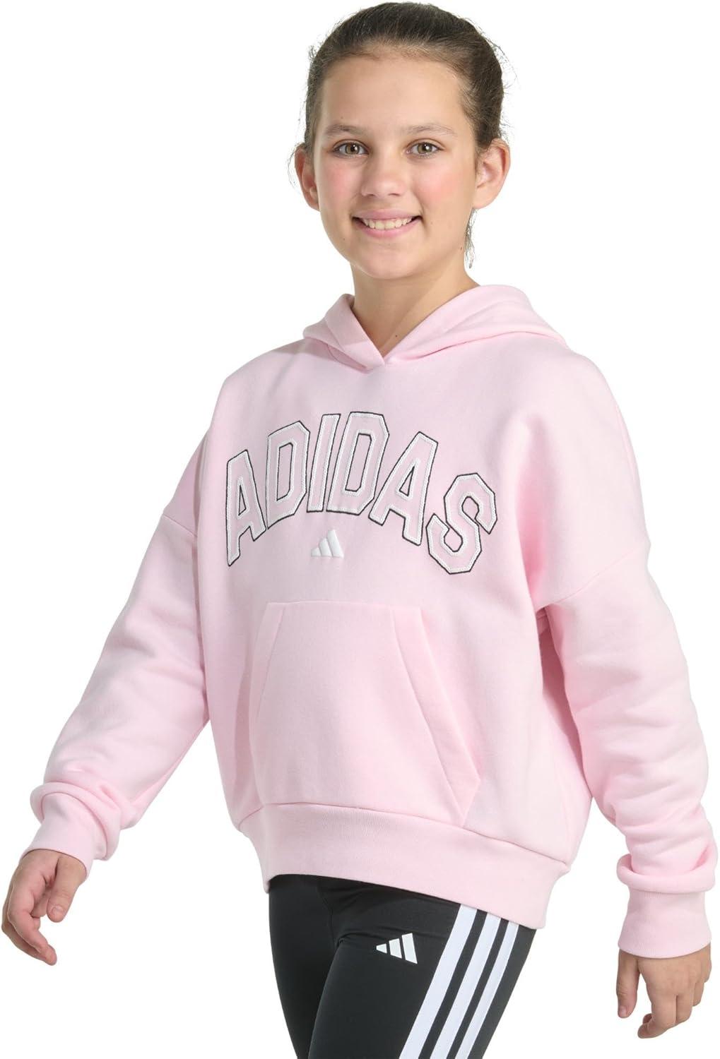 imageadidas Girls Fleece Colorblock Hooded SweatshirtClear Pink