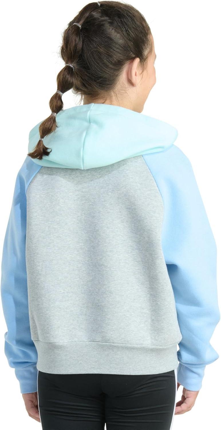 imageadidas Girls Fleece Colorblock Hooded SweatshirtMedium Grey Heather