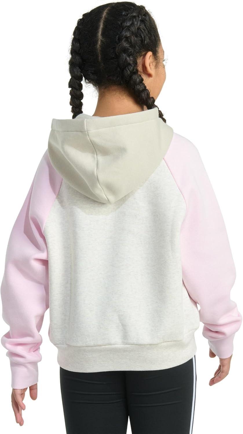 imageadidas Girls Fleece Colorblock Hooded SweatshirtOatmeal Heather