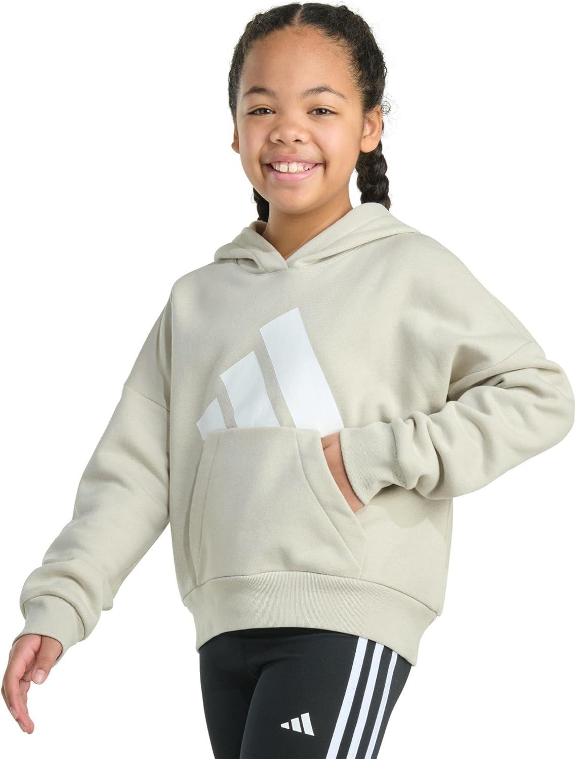 imageadidas Girls Fleece Colorblock Hooded SweatshirtWonder Alumina