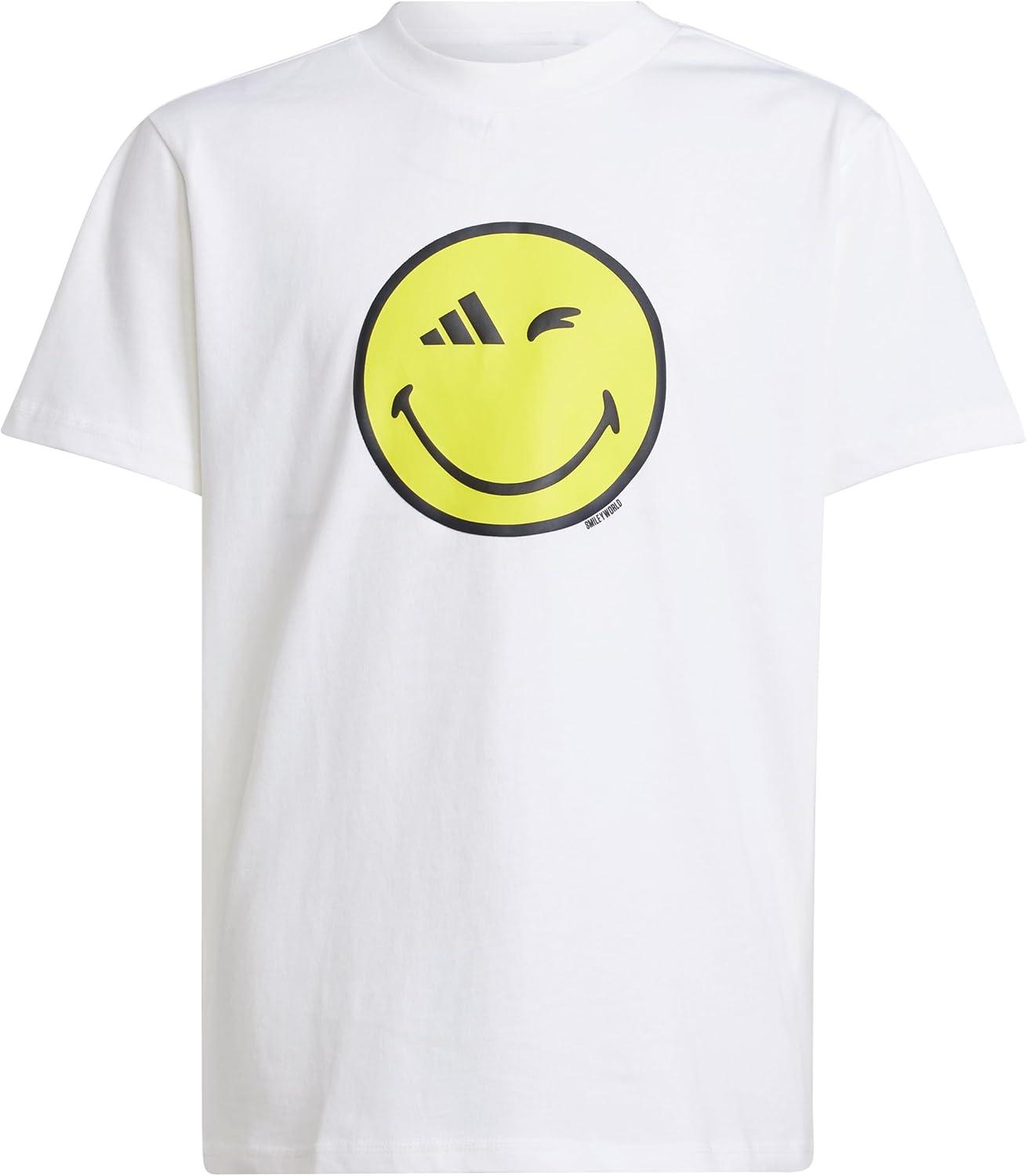 imageadidas Kids Smiley World Graphics TShirtWhiteCarbonBright YellowBlack