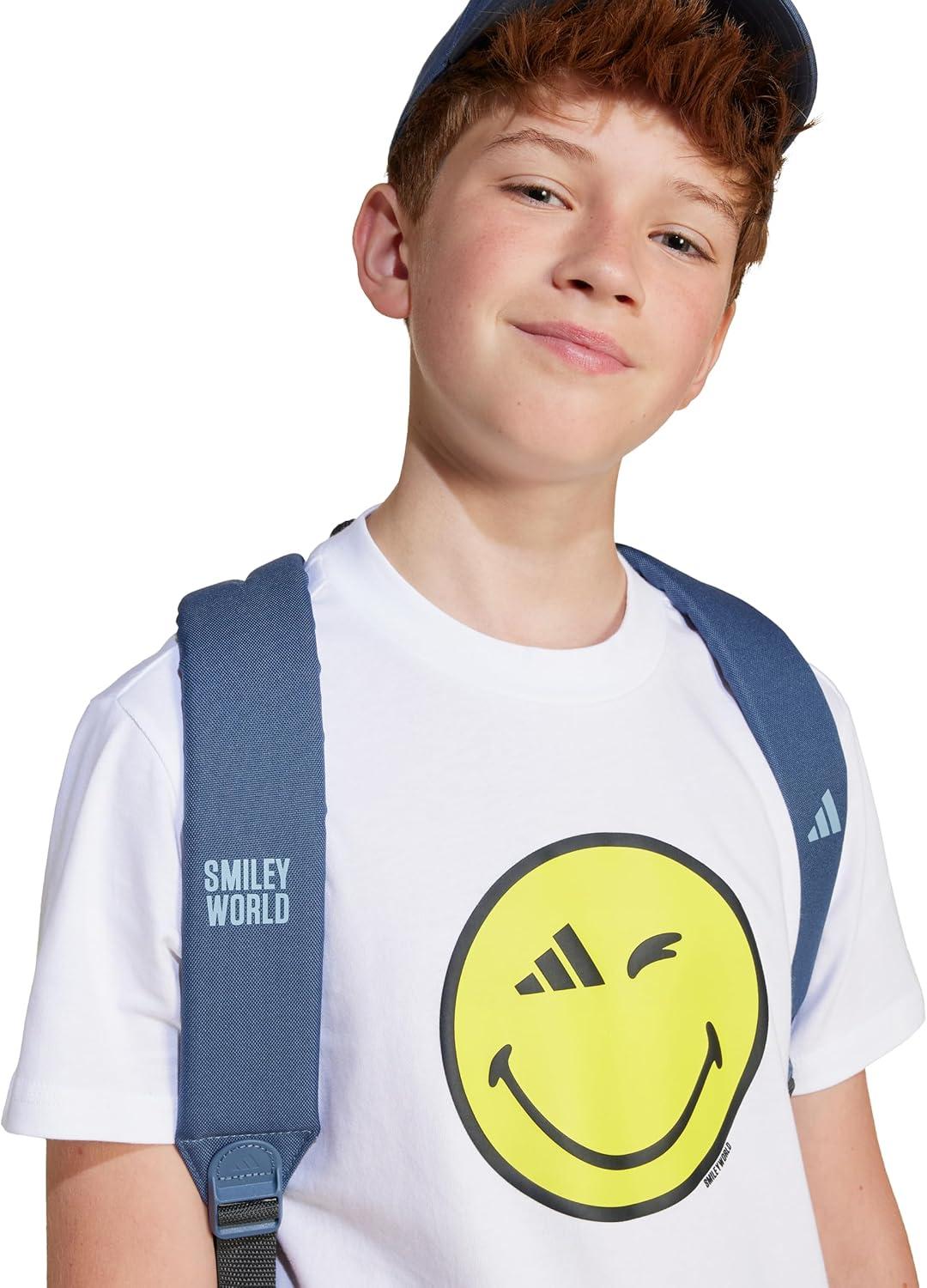 imageadidas Kids Smiley World Graphics TShirtWhiteCarbonBright YellowBlack