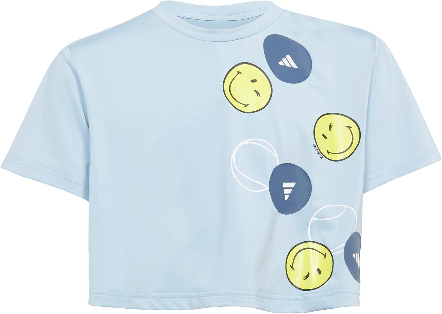 imageadidas Kids Smiley World TShirtWonder BluePreloved InkBright YellowWhite