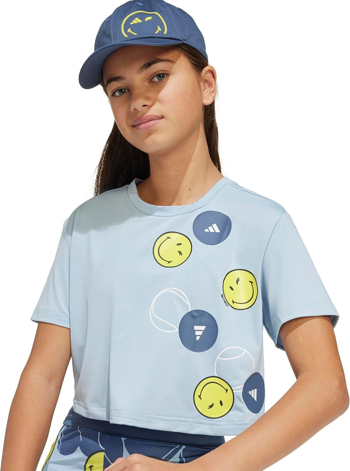 imageadidas Kids Smiley World TShirtWonder BluePreloved InkBright YellowWhite