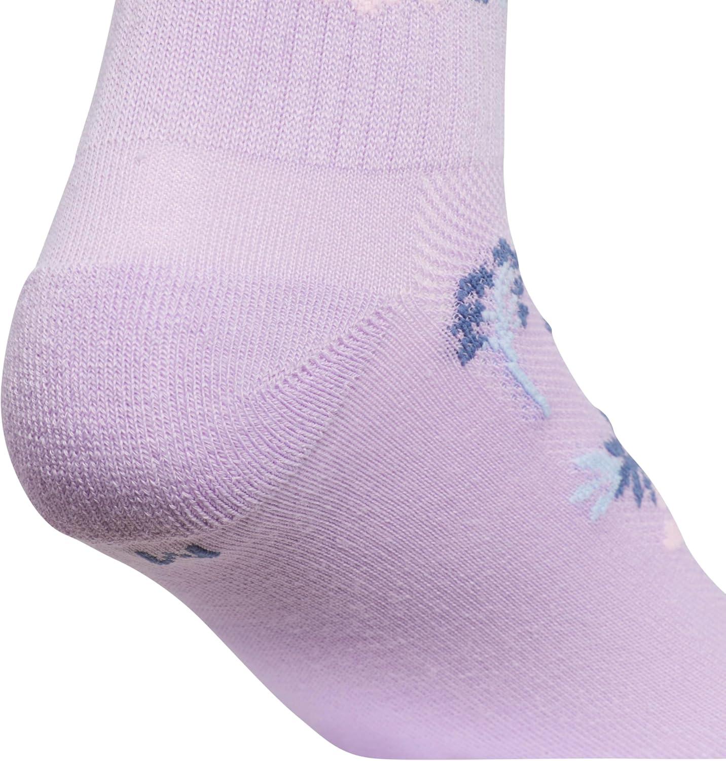 imageadidas Unisex Kids Quarter Ankle Socks for Boys and Girls Youth 6Pack Athletic Cushioned and ComfortablePowder Plum PurpleGlow BlueClear PinkGirls
