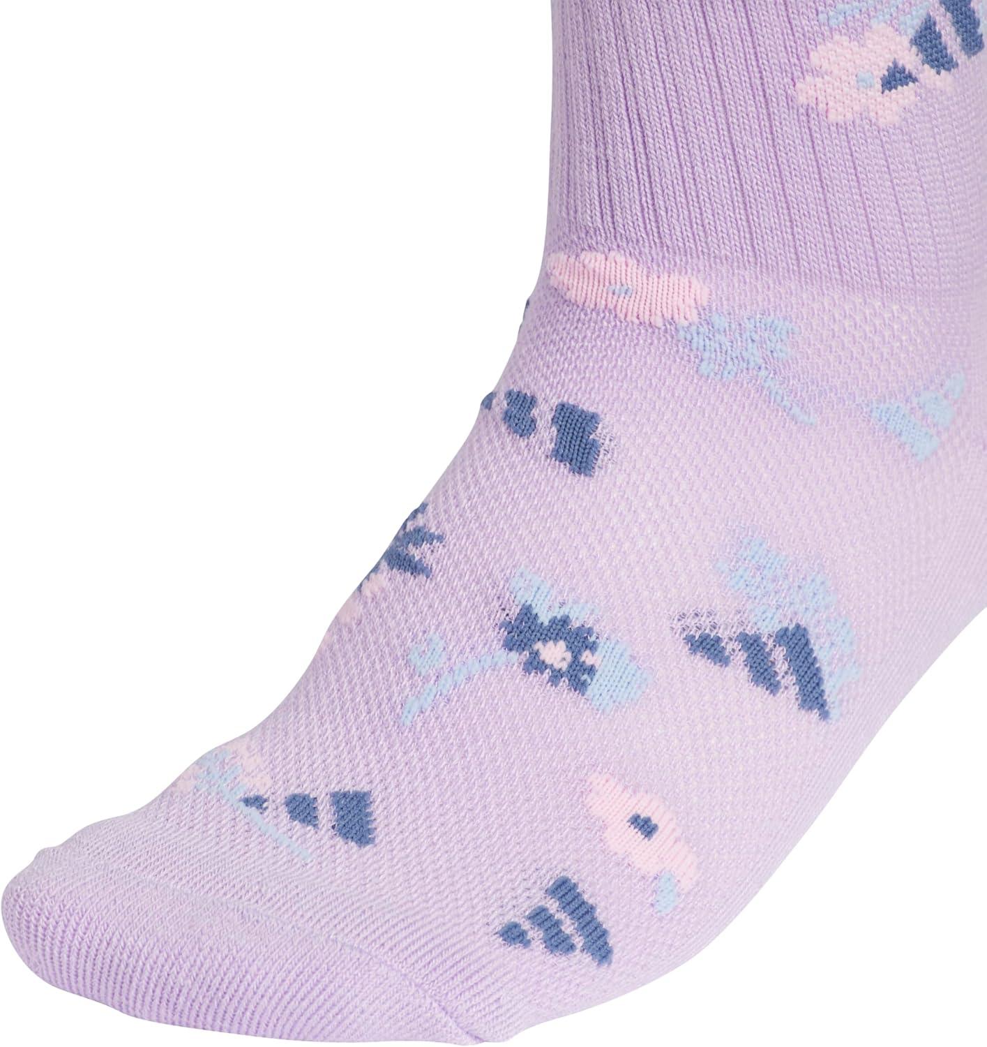 imageadidas Unisex Kids Quarter Ankle Socks for Boys and Girls Youth 6Pack Athletic Cushioned and ComfortablePowder Plum PurpleGlow BlueClear PinkGirls