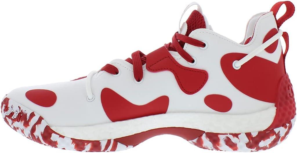 imageadidas UnisexAdult Harden Vol 6 Basketball ShoeBright WhiteSolar Redwhite