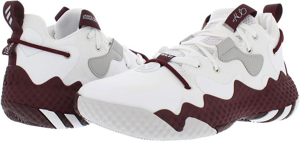 imageadidas UnisexAdult Harden Vol 6 Basketball ShoeWhiteBurgundyGrey
