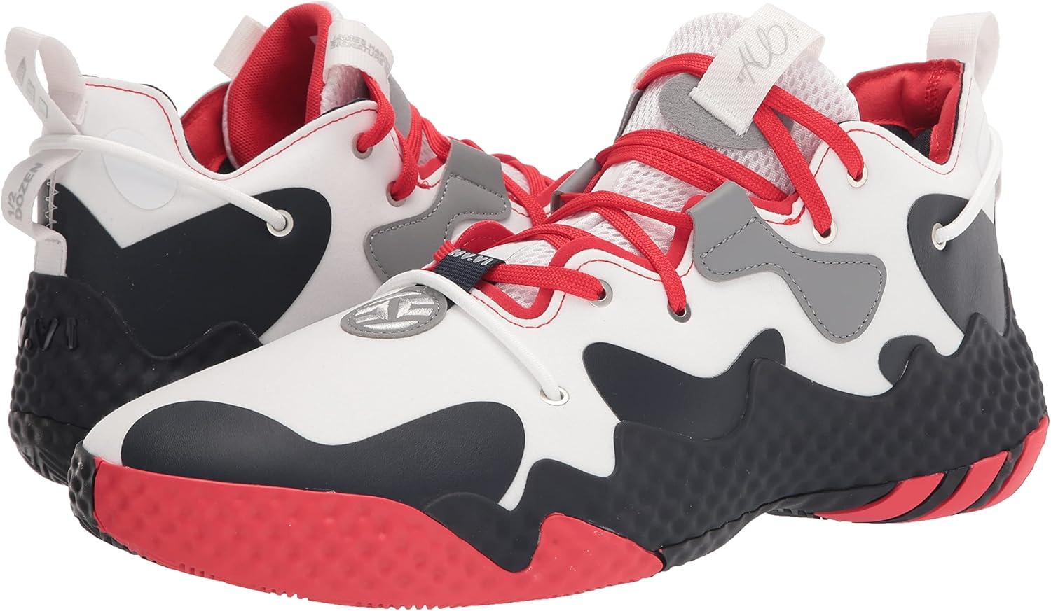 imageadidas UnisexAdult Harden Vol 6 Basketball ShoeWhiteVivid RedInk