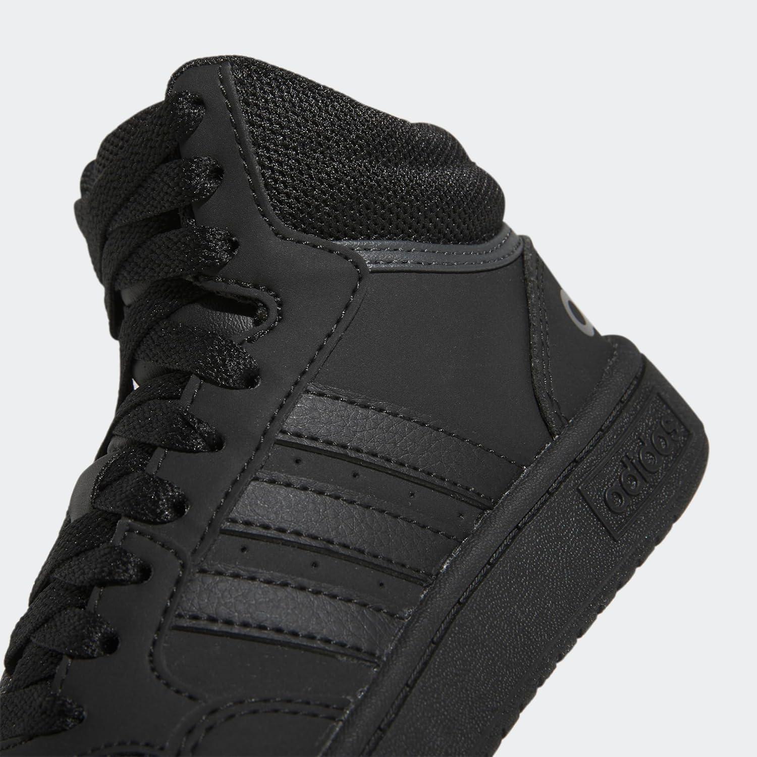 imageadidas UnisexChild Hoops Mid Basketball ShoeBlackBlackGrey Six