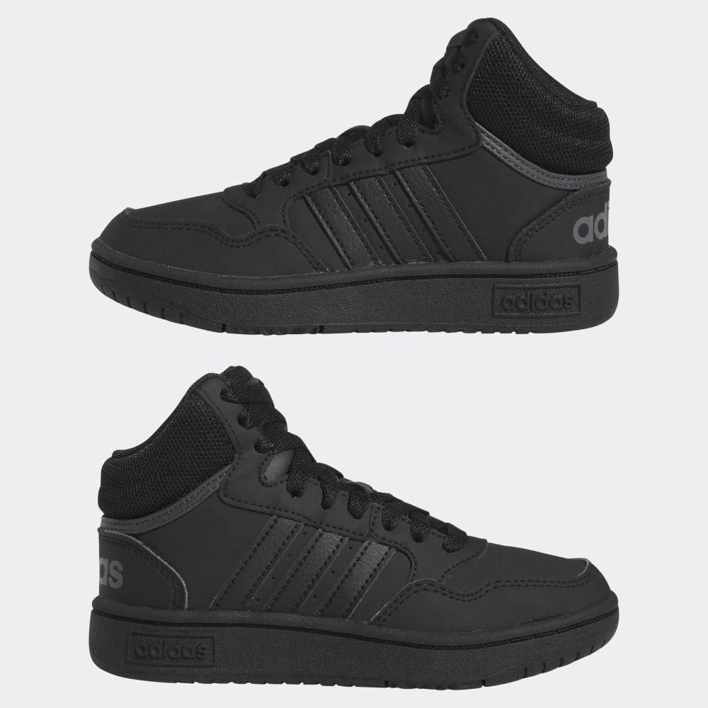 imageadidas UnisexChild Hoops Mid Basketball ShoeBlackBlackGrey Six