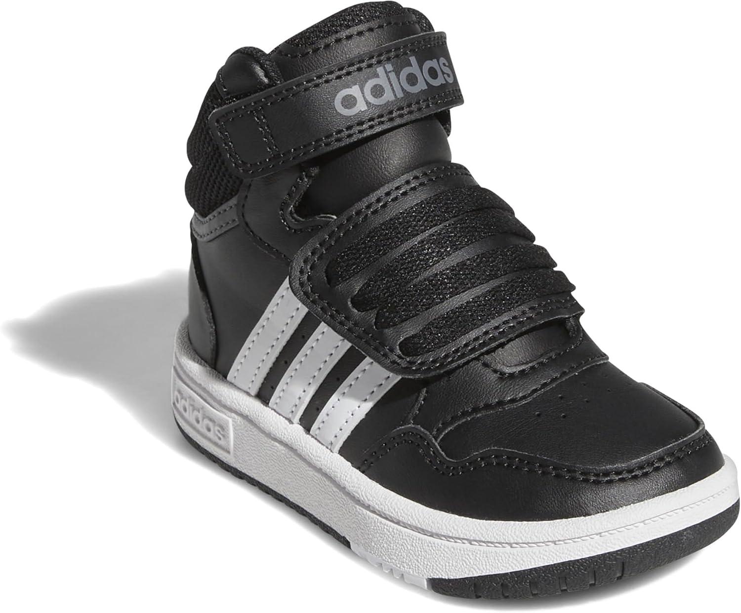 imageadidas UnisexChild Hoops Mid Basketball ShoeBlackWhiteGrey Six