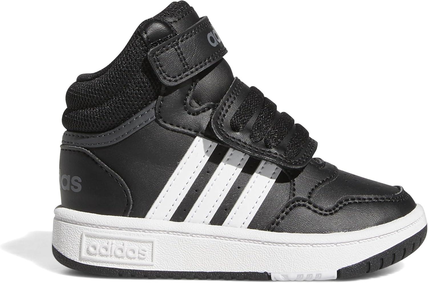 imageadidas UnisexChild Hoops Mid Basketball ShoeBlackWhiteGrey Six