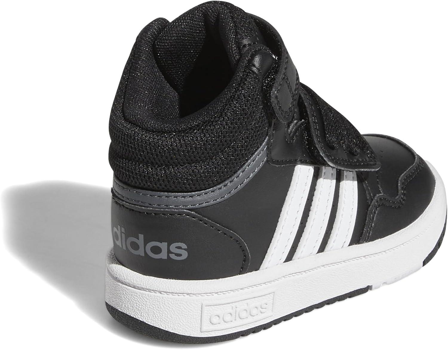 imageadidas UnisexChild Hoops Mid Basketball ShoeBlackWhiteGrey Six