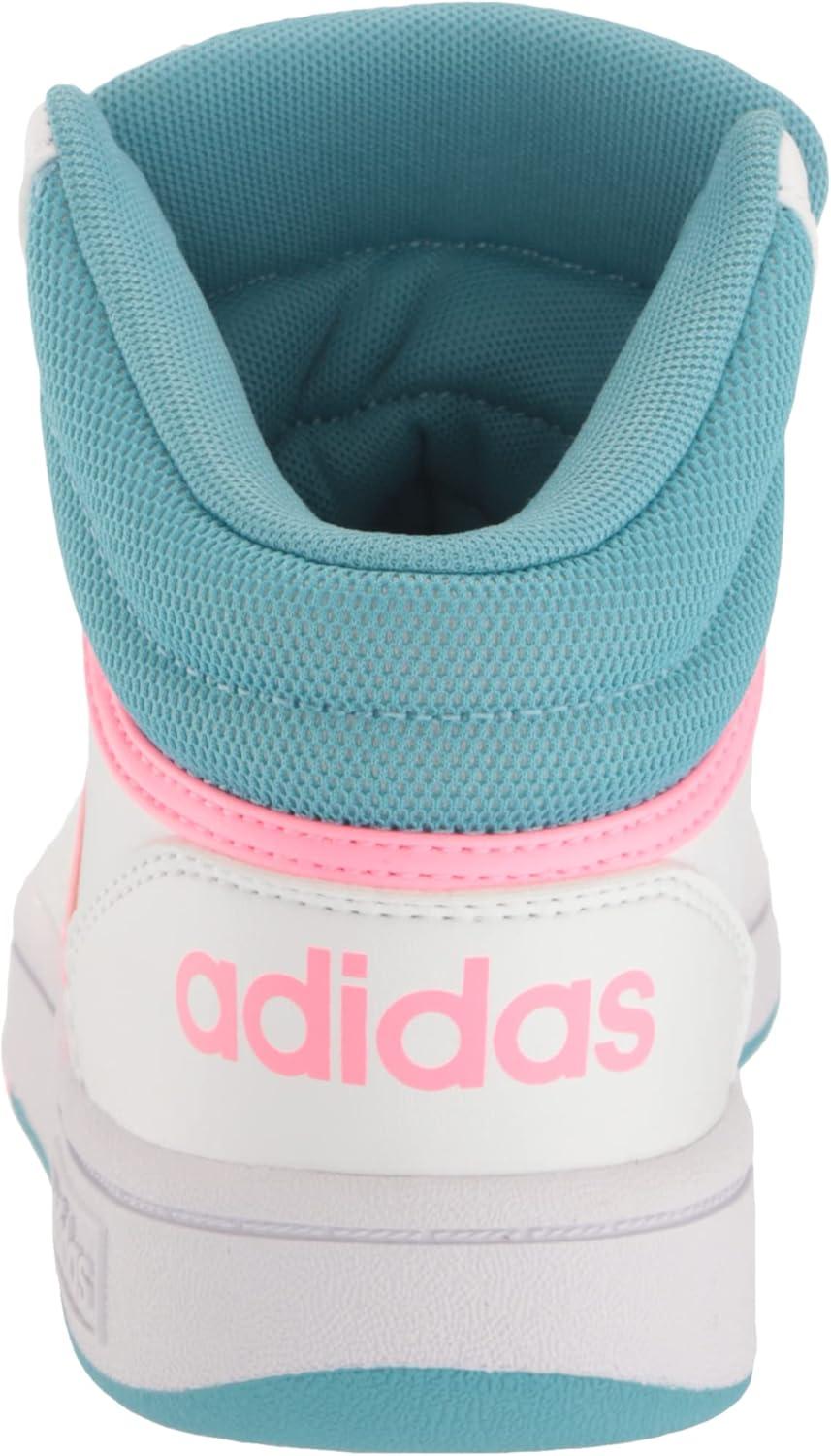 imageadidas UnisexChild Hoops Mid Basketball ShoeWhiteBeam PinkPreloved Blue