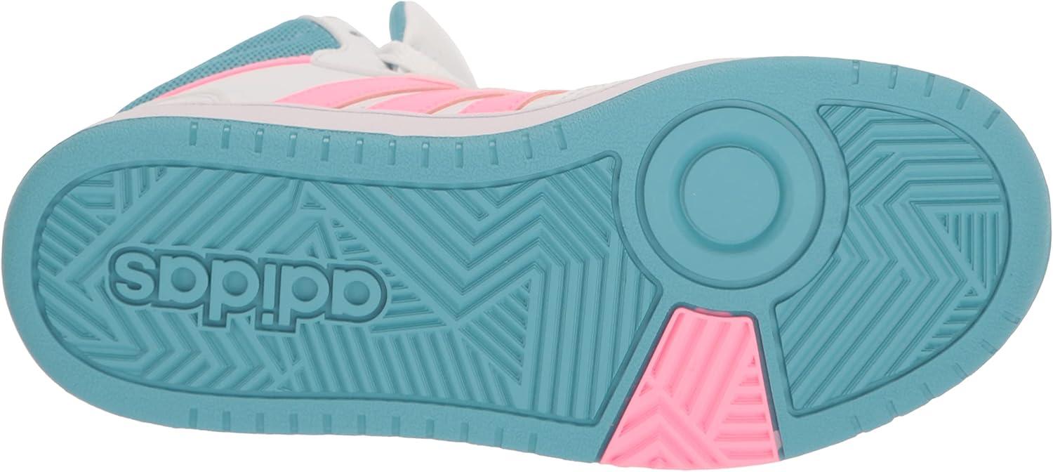 imageadidas UnisexChild Hoops Mid Basketball ShoeWhiteBeam PinkPreloved Blue
