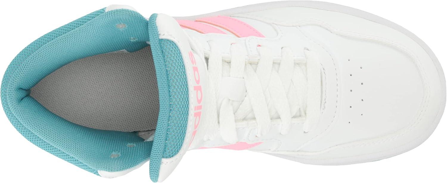 imageadidas UnisexChild Hoops Mid Basketball ShoeWhiteBeam PinkPreloved Blue