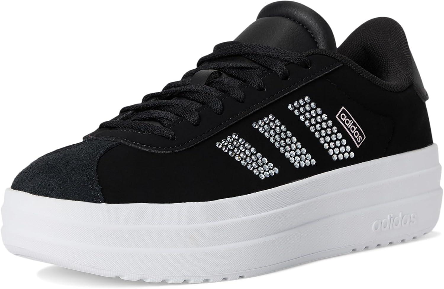 imageadidas UnisexChild Vl Court 30 LaceupLegacy SneakerBlackWhiteClear Pink