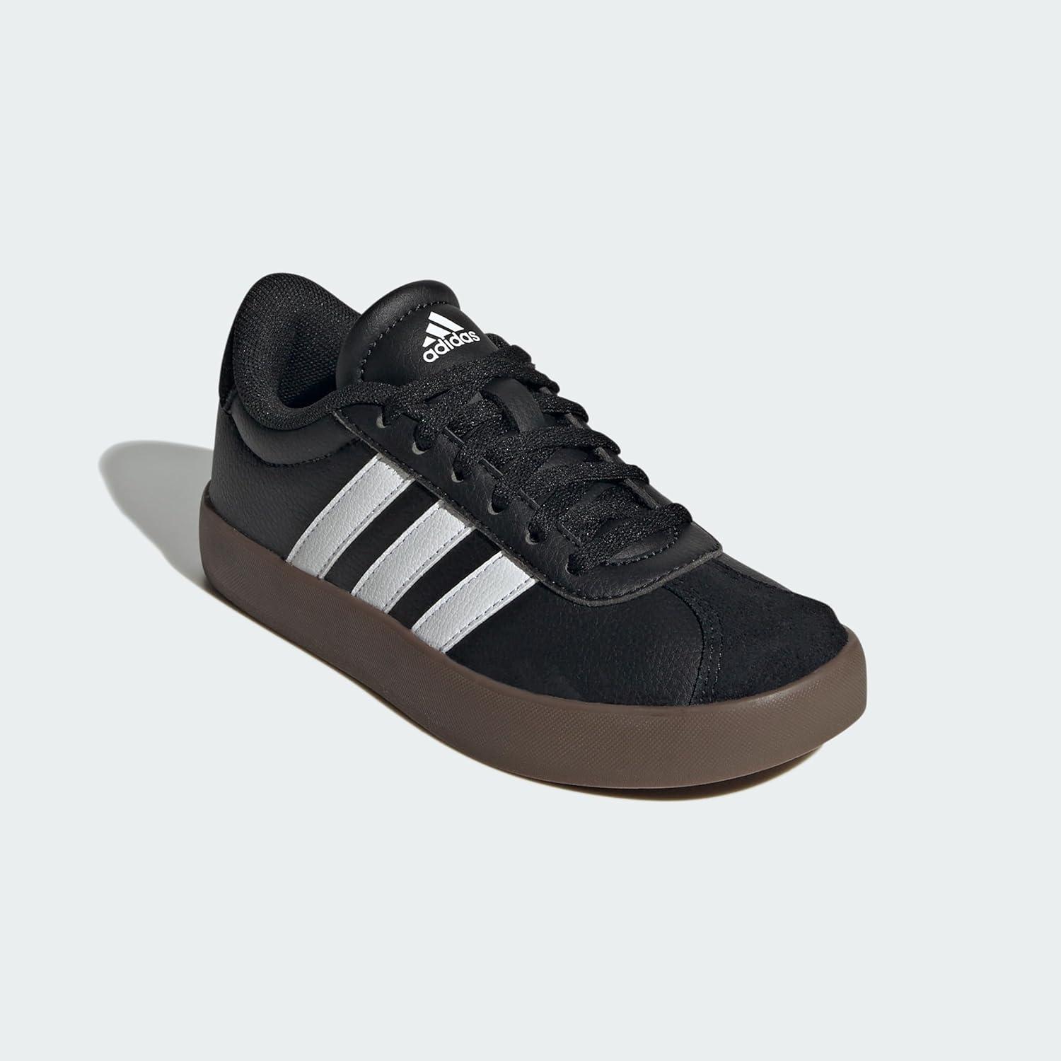 imageadidas UnisexChild Vl Court 30 LaceupLegacy SneakerBlackWhiteGum