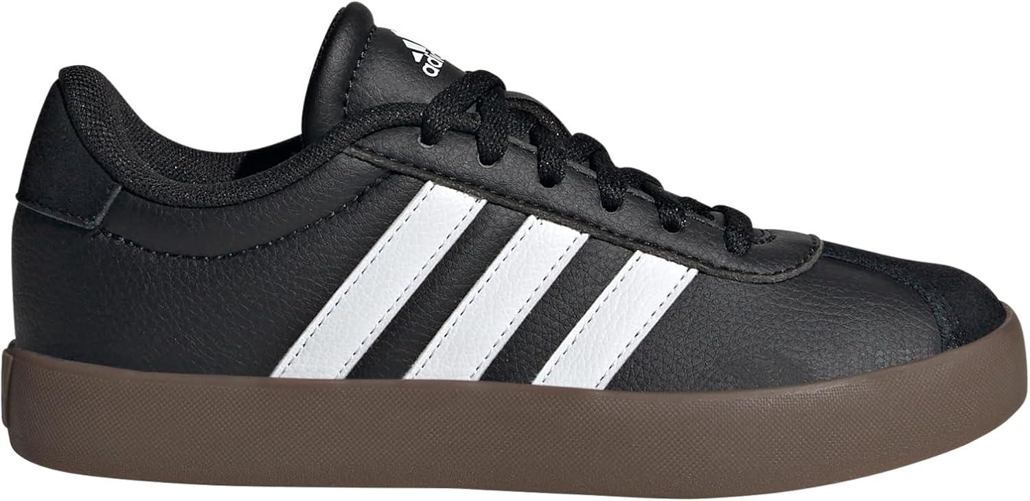 imageadidas UnisexChild Vl Court 30 LaceupLegacy SneakerBlackWhiteGum