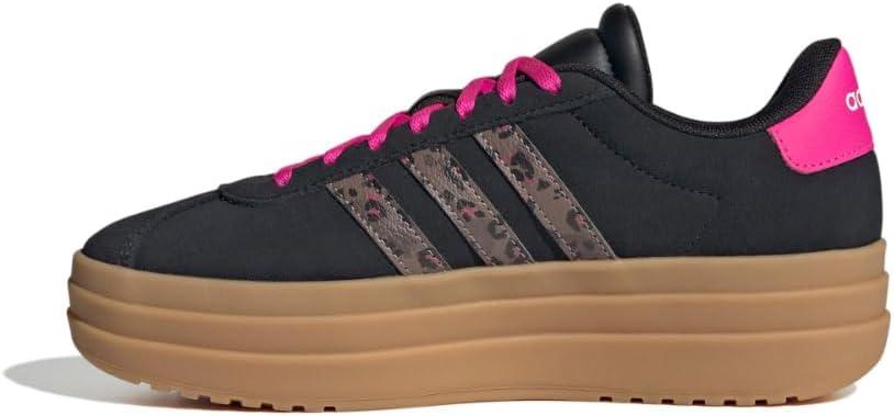 imageadidas UnisexChild Vl Court 30 LaceupLegacy SneakerBlackWonder BeigeShock Pink