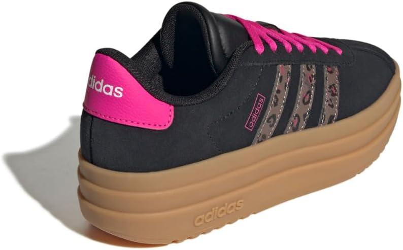 imageadidas UnisexChild Vl Court 30 LaceupLegacy SneakerBlackWonder BeigeShock Pink