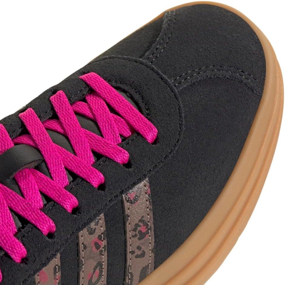 imageadidas UnisexChild Vl Court 30 LaceupLegacy SneakerBlackWonder BeigeShock Pink