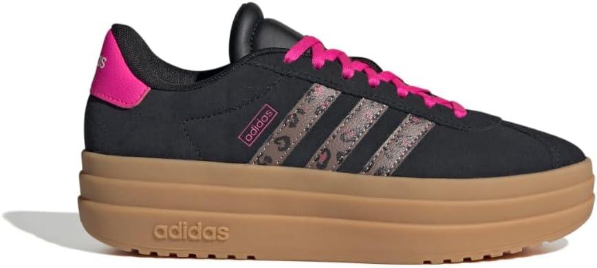 imageadidas UnisexChild Vl Court 30 LaceupLegacy SneakerBlackWonder BeigeShock Pink