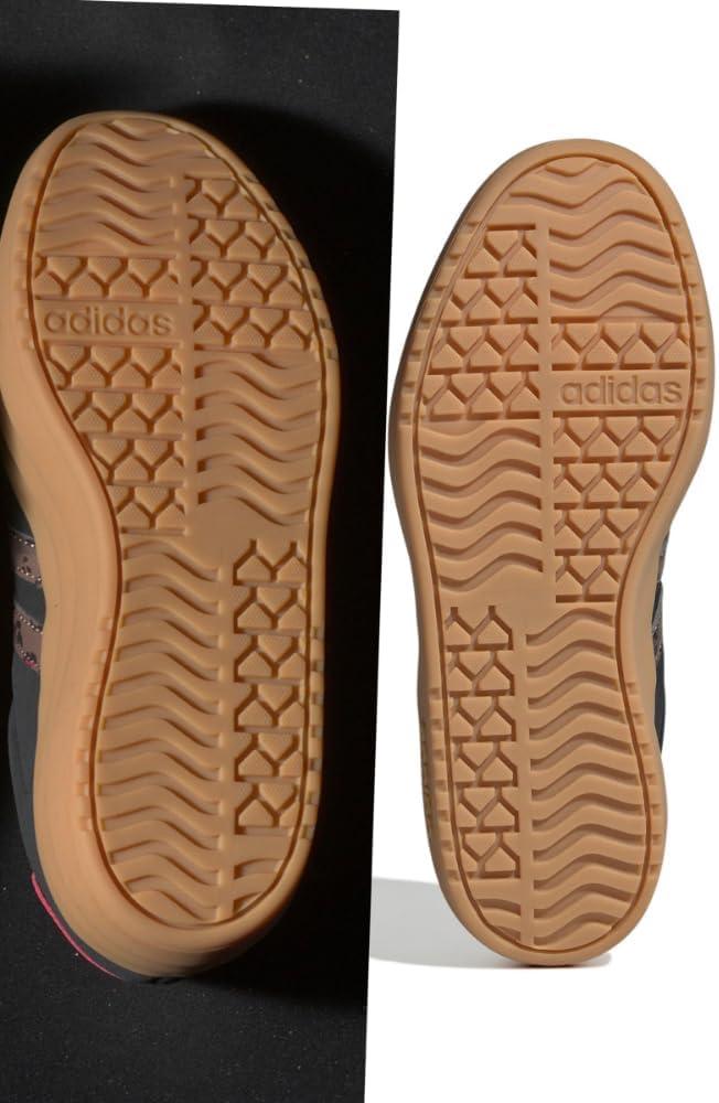 imageadidas UnisexChild Vl Court 30 LaceupLegacy SneakerBlackWonder BeigeShock Pink