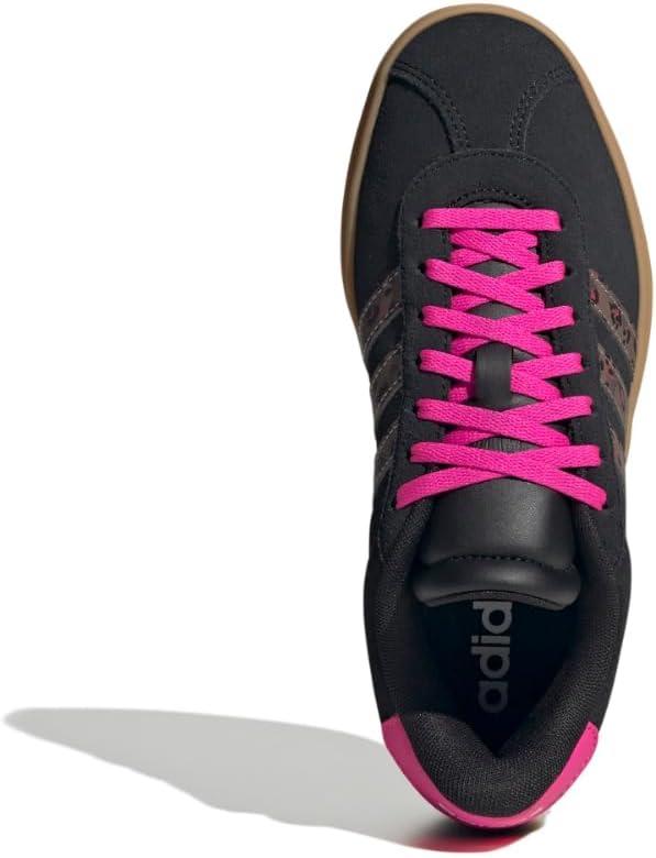 imageadidas UnisexChild Vl Court 30 LaceupLegacy SneakerBlackWonder BeigeShock Pink
