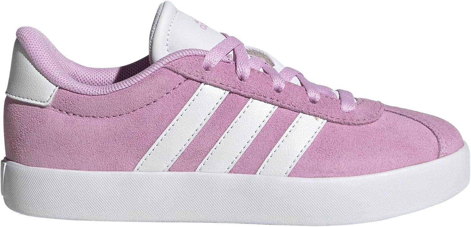 imageadidas UnisexChild Vl Court 30 LaceupLegacy SneakerBliss LilacWhiteGrey