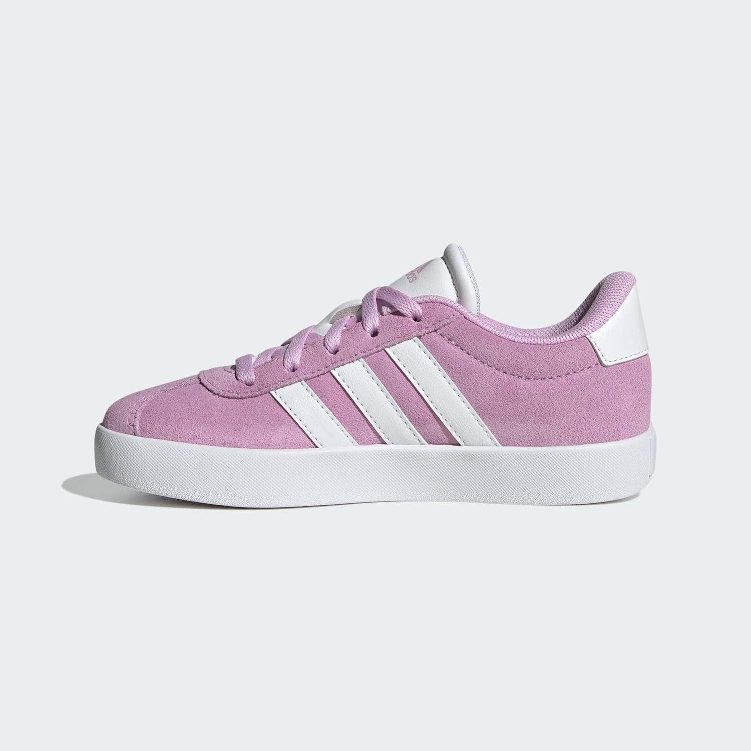 imageadidas UnisexChild Vl Court 30 LaceupLegacy SneakerBliss LilacWhiteGrey