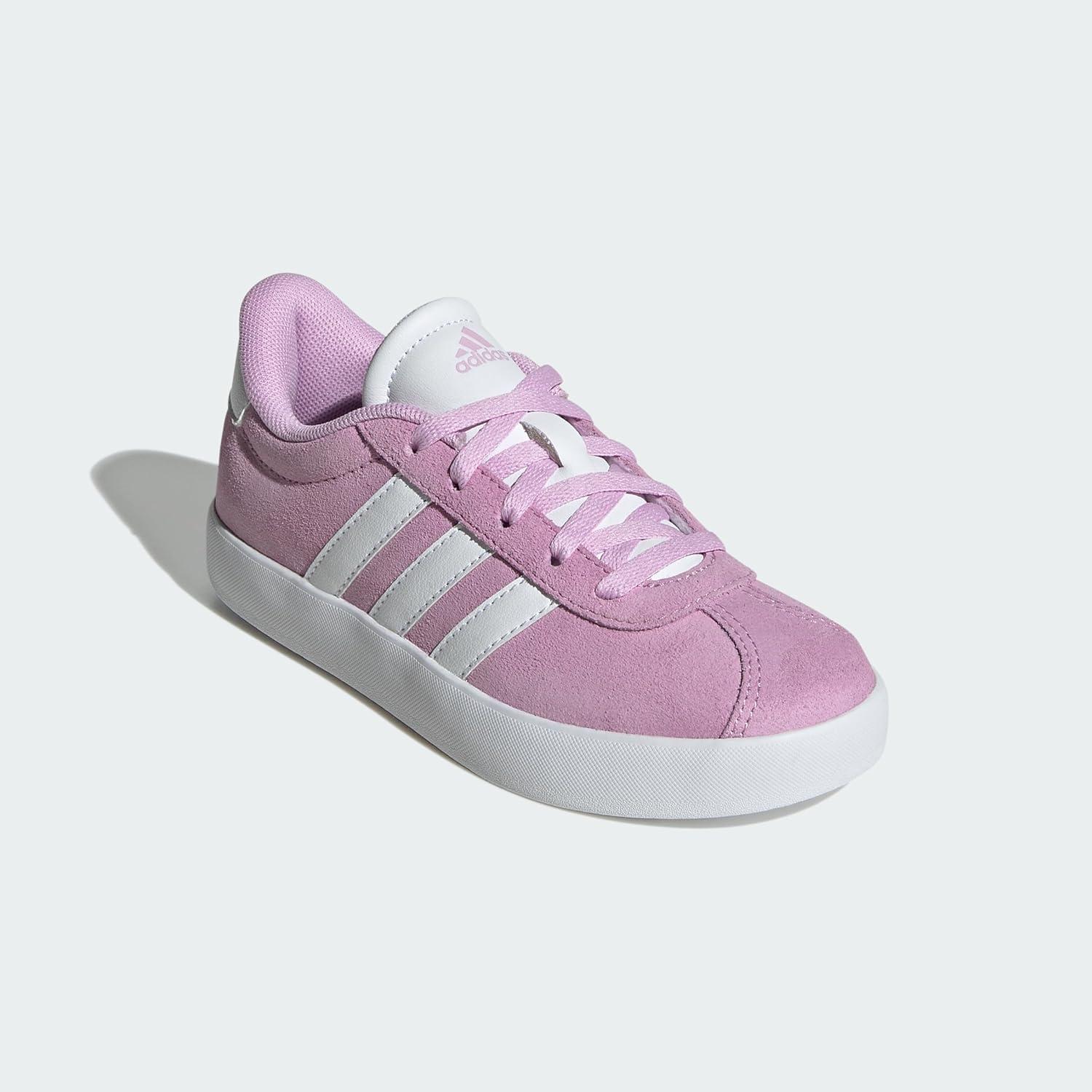 imageadidas UnisexChild Vl Court 30 LaceupLegacy SneakerBliss LilacWhiteGrey
