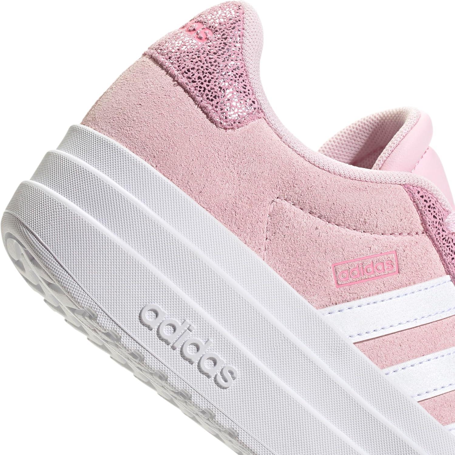 imageadidas UnisexChild Vl Court 30 LaceupLegacy SneakerClear PinkWhiteBliss Pink
