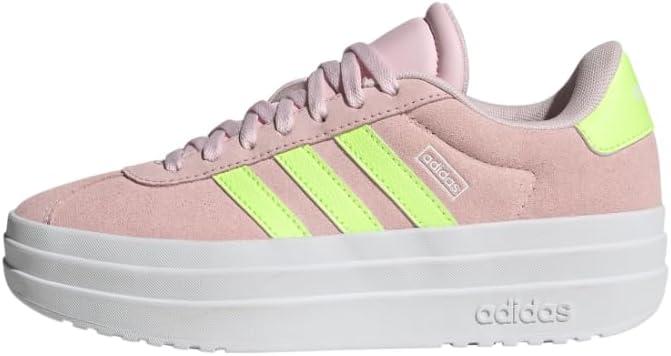 imageadidas UnisexChild Vl Court 30 LaceupLegacy SneakerClear PinkYellowWhite