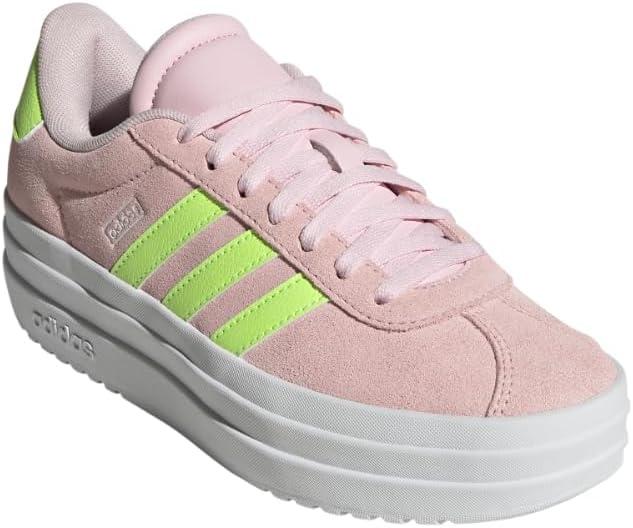 imageadidas UnisexChild Vl Court 30 LaceupLegacy SneakerClear PinkYellowWhite