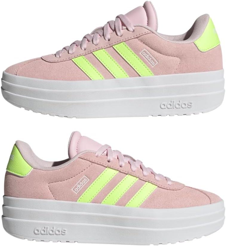 imageadidas UnisexChild Vl Court 30 LaceupLegacy SneakerClear PinkYellowWhite