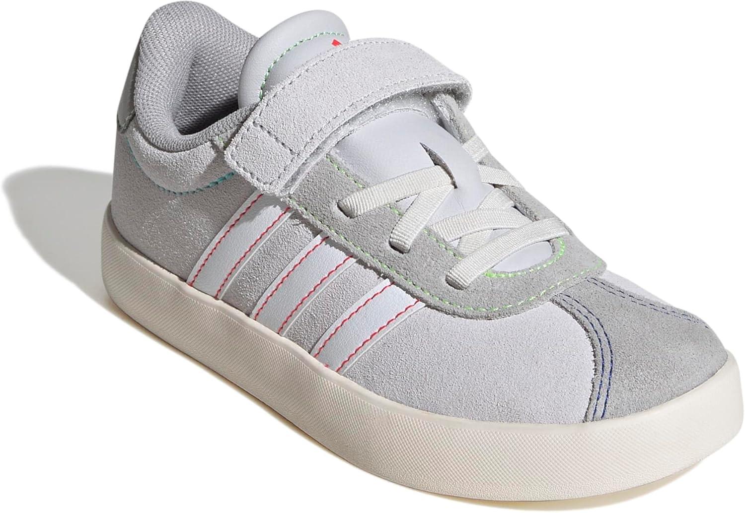 imageadidas UnisexChild Vl Court 30 LaceupLegacy SneakerDash GreyWhiteLime Burst