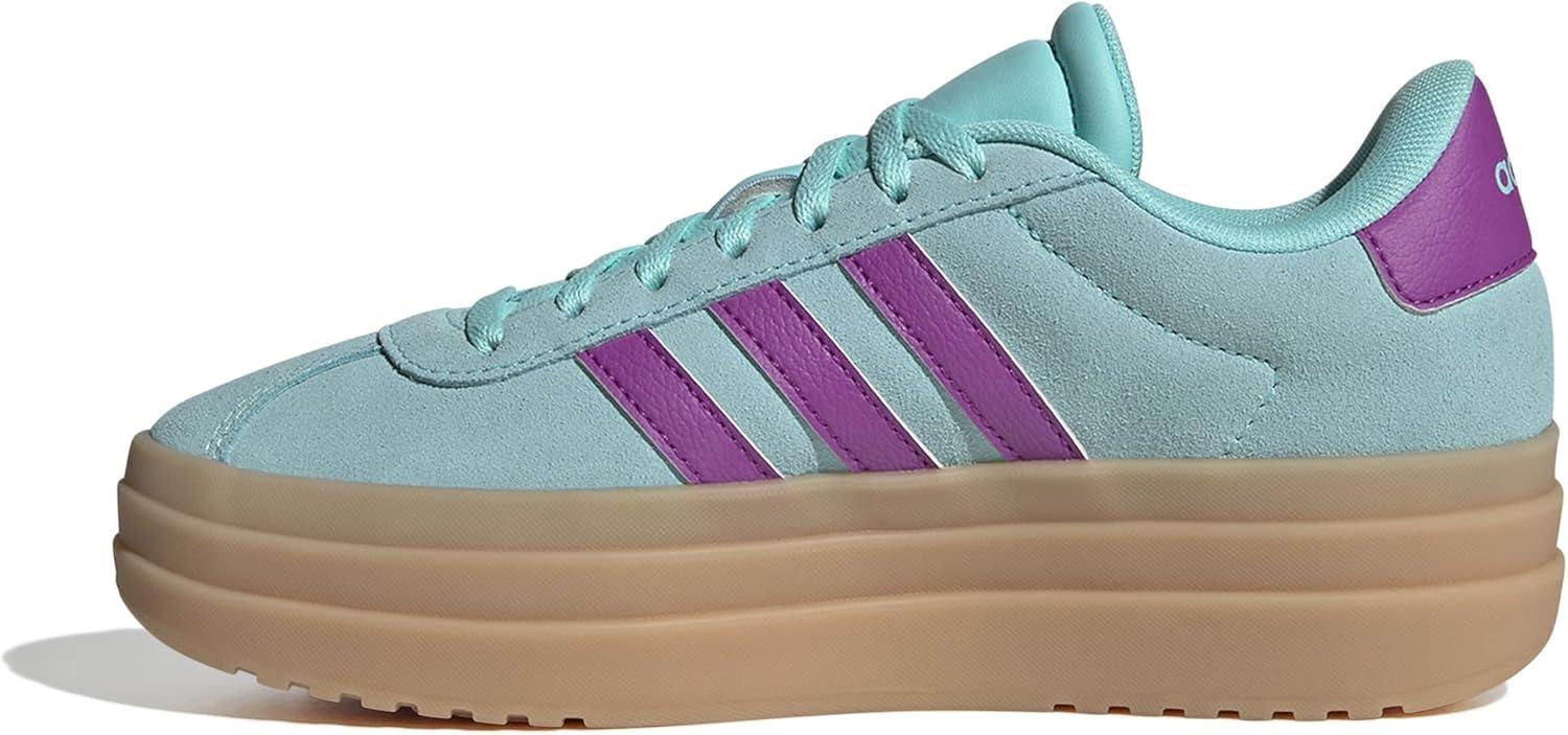 imageadidas UnisexChild Vl Court 30 LaceupLegacy SneakerFlash AquaPurple BurstGum