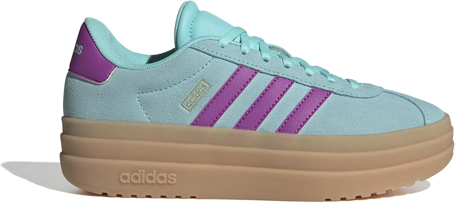 imageadidas UnisexChild Vl Court 30 LaceupLegacy SneakerFlash AquaPurple BurstGum