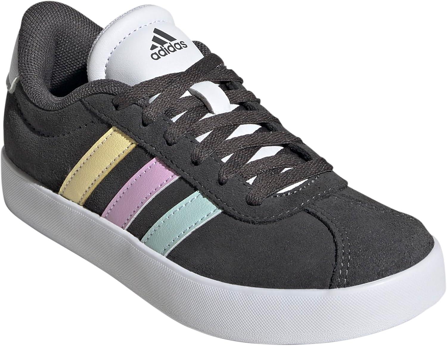 imageadidas UnisexChild Vl Court 30 LaceupLegacy SneakerGreyHalo MintBliss Lilac